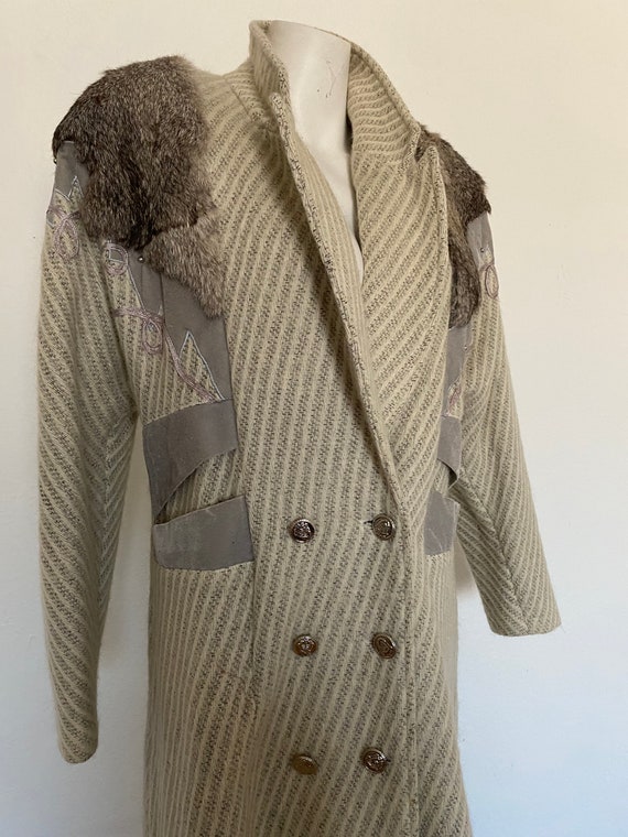 80s Vintage winter coat, long WOOL COAT, over siz… - image 5