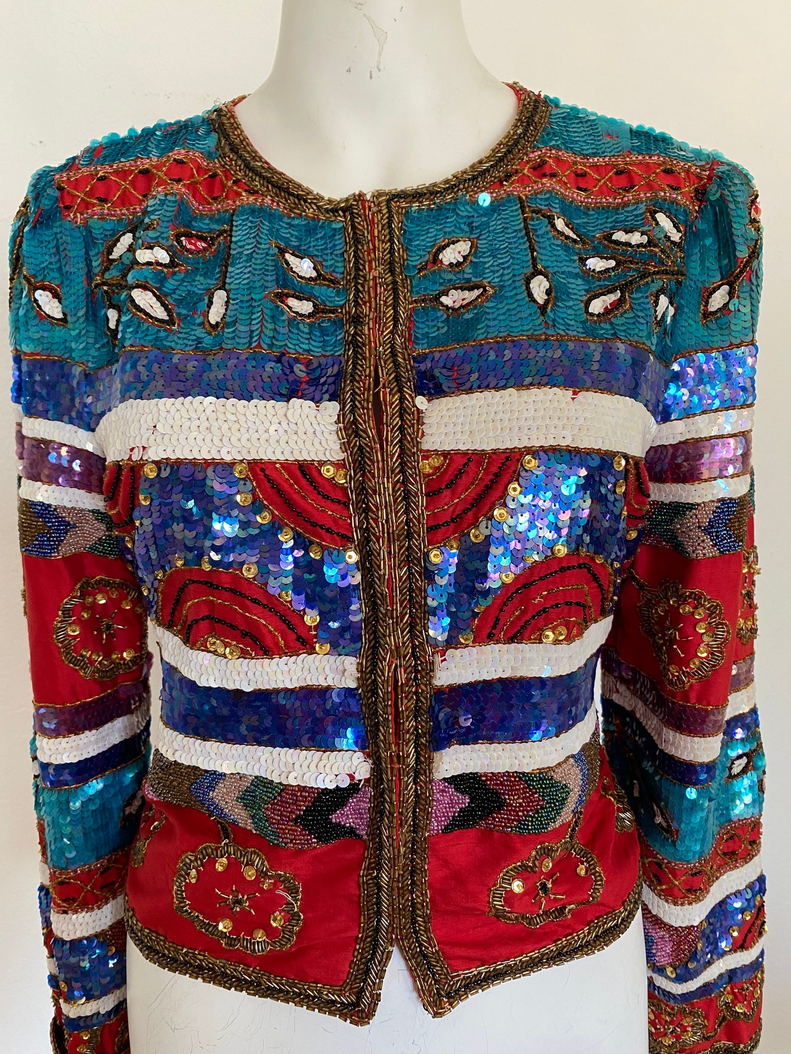 Womens vintage beaded jacket heavily embellished Deco Etsy