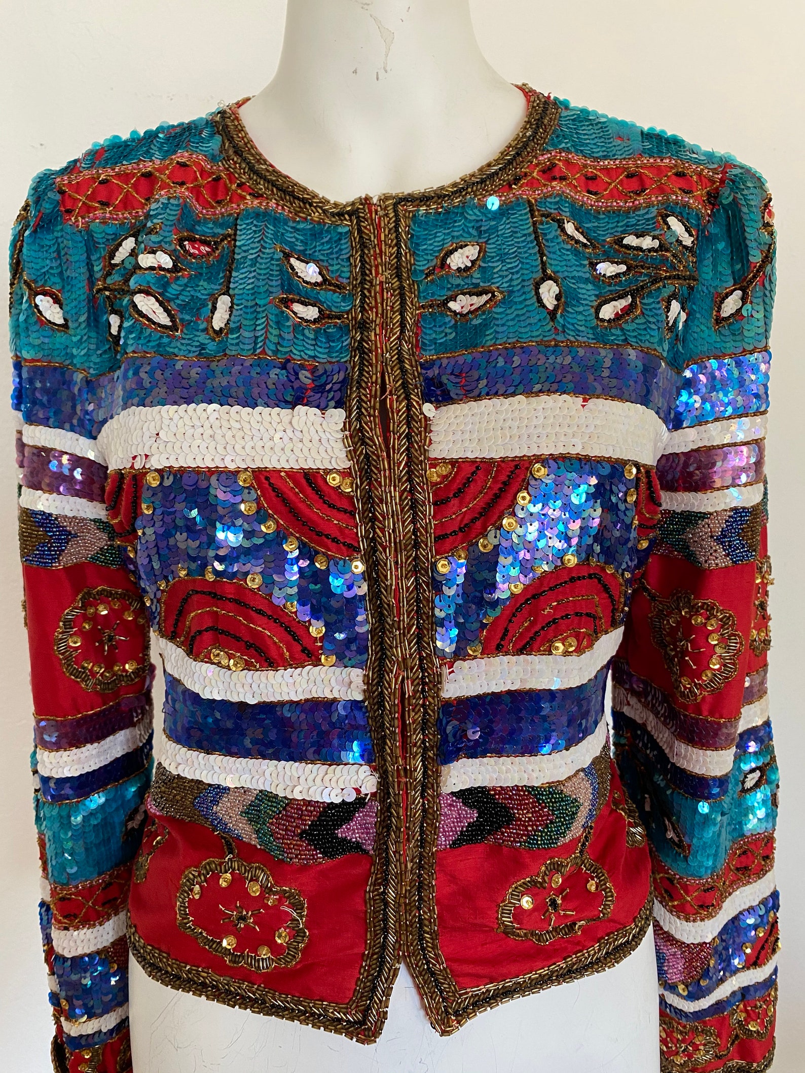 Womens vintage beaded jacket heavily embellished Deco | Etsy