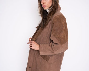 80's 90's Full Length Leather Jacket, Oversize Retro Coat