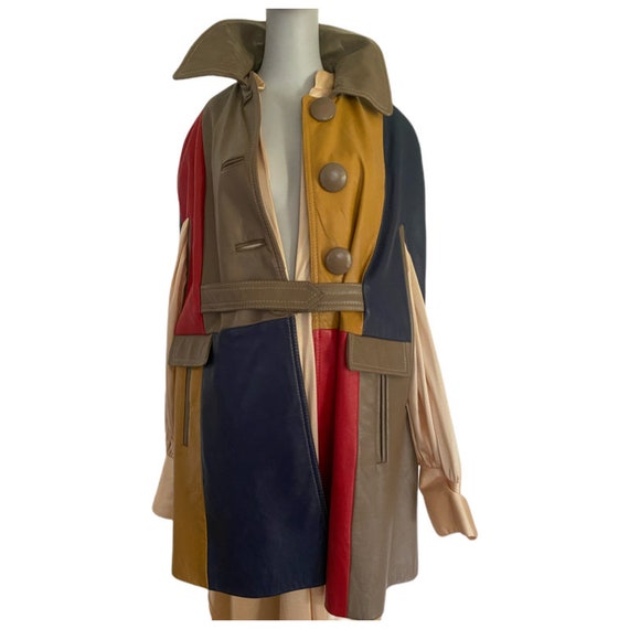 ジャケット・アウター vintage hand paint leather poncho Upcycled Frida Handmade Vintage Leather Poncho” Hand Painted