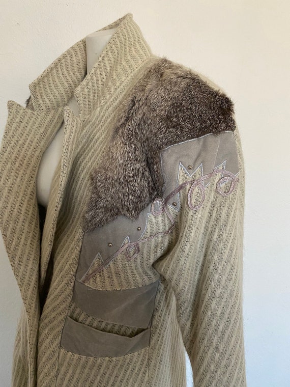 80s Vintage winter coat, long WOOL COAT, over siz… - image 2
