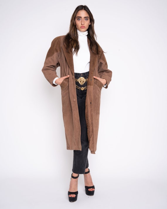 ジャケット・アウター 1990s Vintage Super Long Design Coat 80's 90's Full Length Leather Jacket, Oversize Retro Coat