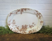 Antique Brown Transferware Ironstone 16 quot Large Serving Platter Clifford