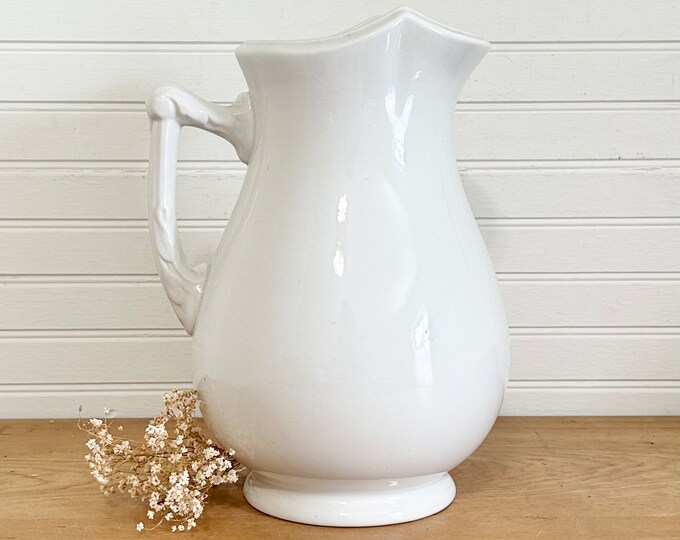Beautiful Large 11” Adamantine White Ironstone Pitcher - Etsy