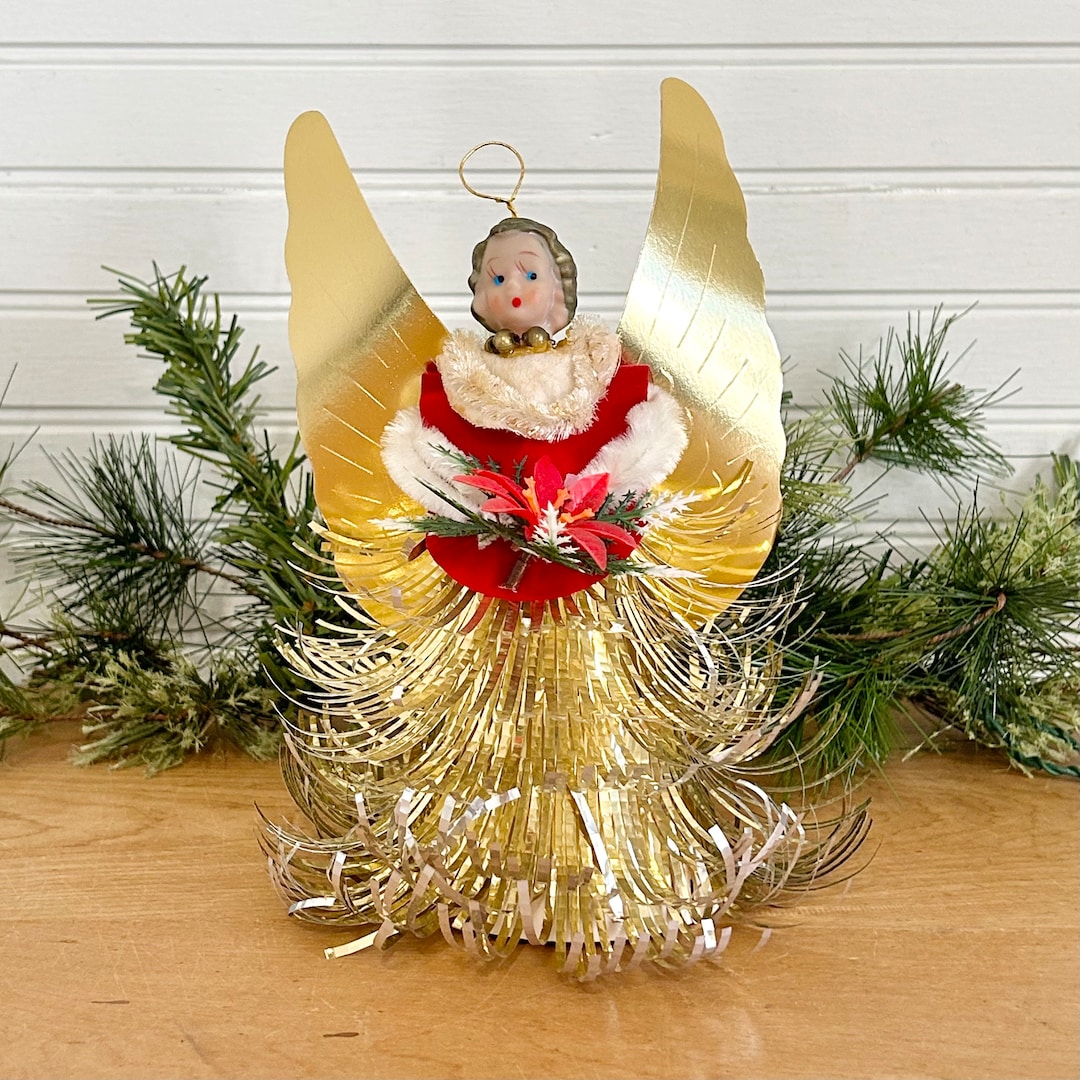 Vintage Gold Angel Tree Topper Chenille Arms Etsy