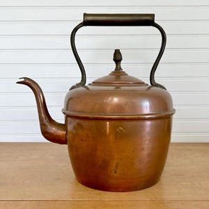 Gorgeous vintage copper kettle European farmhouse kitchen decor