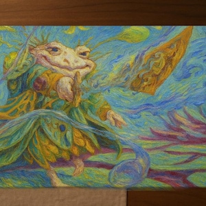 Glarb, Calamity’s Augur Bloomburrow Playmat TCG 14” x 24” 34cm x 60cm MTG Magic the Gathering Rabbit Frog Fantasy Art Trading Card Game Mat