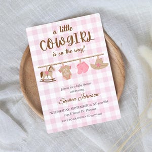 Cowgirl Baby Shower Invitation Template, A Little Cowgirl is on the Way Invite, Wild West Western, Instant Digital or Printable