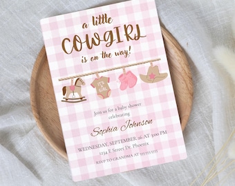 Cowgirl Baby Shower Invitation: Rustic Western Theme (Digital or Printable Template 5x7 inches )