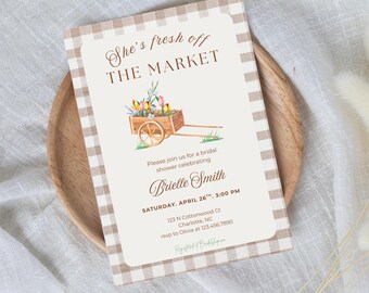 Floral Bridal Shower Invitation Template: Fresh Off the Market (Digital Download 5x7in