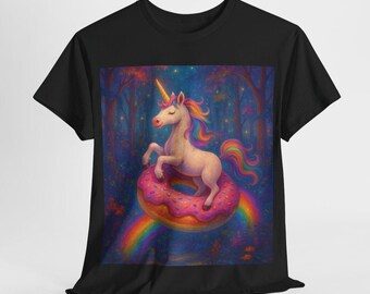 unicorno, magia, ciambella, arcobaleno, magico, foresta, incantato, maglietta unicorno,