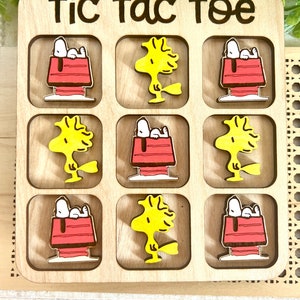 Comic cartoon  hand painted wood tic tac toe board