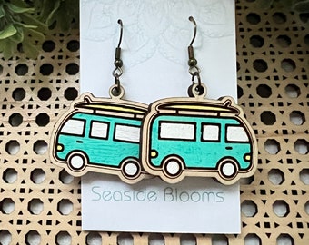 Boho beach hand painted lightweight van earrings