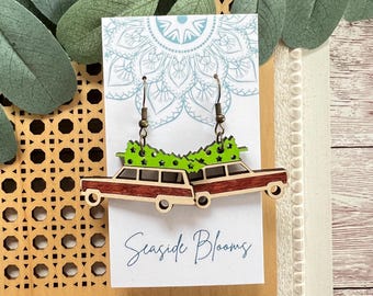Christmas vacation hand painted lightweight maple wood earrings