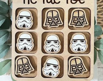 darth Vader stormtrooper nerd space wars hand painted   wood  tic tac toe board handmade