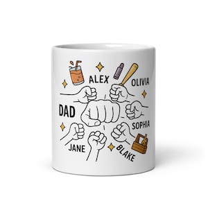 Personalisierte Papa Tasse, benutzerdefinierte Papa Kaffeetasse, Papa Geschenke mit Kindernamen, Papa Geburtstag Vatertagsgeschenke für Papa Geschenk von Kindern