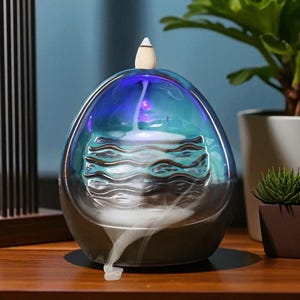 Ceramic LED Backflow Incense Holder | Waterfall Incense Burner | Aromatherapy Decor | Zen Home Decor | Relaxation Gift | Meditation Ornament