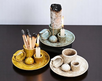 Ceramic Incense Burner - Sage Tray & Candle Holder, Palo Santo | Smudge Bowl, Aromatherapy Decor, Meditation - Energy Cleansing Dish