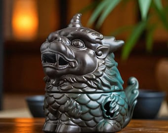 手作り陶器製ドラゴンミニチュア置物 - 香炉ホルダー - 部屋の装飾