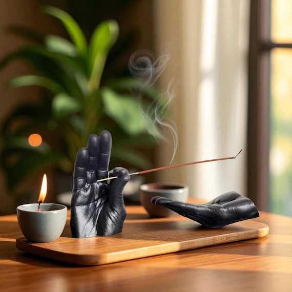 Resin Hand Incense Holder 2-piece Incense Burner and Ash Catcher