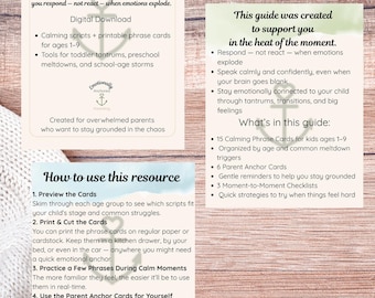 Gentle Parenting Calming Scripts: Tantrums & Meltdowns Guide (Printable PDF)