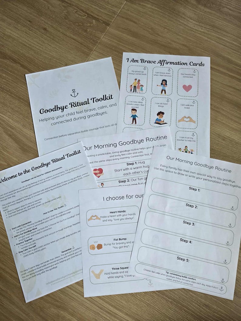 Goodbye Ritual Toolkit | Anxiety Support Cards, Visual Routine ...