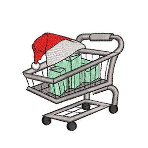 Festive Cart with Christmas Gifts Embroidery Design - Holiday Needlework Pattern for DIY Crafts, Winter Decor, and Seasonal Projects
