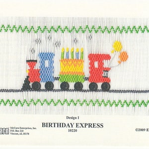 Ellen McCarn smocking plate, &quot;Birthday Express&quot;
