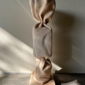 Rosso Portogallo Pink or Carrara Grey Marble Sculpture Candy Wrapper