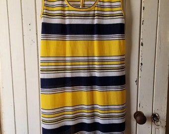 Vintage 1960s yellow, black and white striped mini dress Vintage Clothing by Vintage Twists