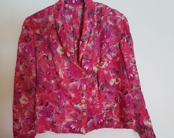 Vintage 1980's fuchsia long sleeved cropped trophy jacket