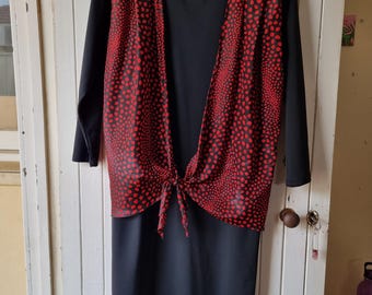 Vestido vintage años 80: rojo y negro, estampado animal.