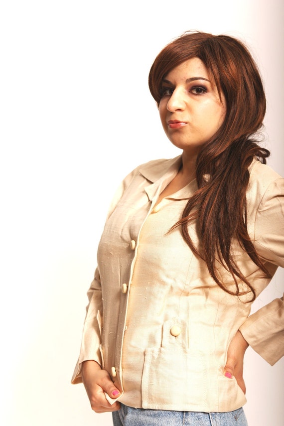 Vintage 1960s pure silk ecru blazer