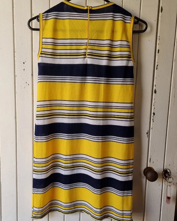 Vintage 1960s Striped Mini Dress: Yellow, Black and White Vintage Nylon