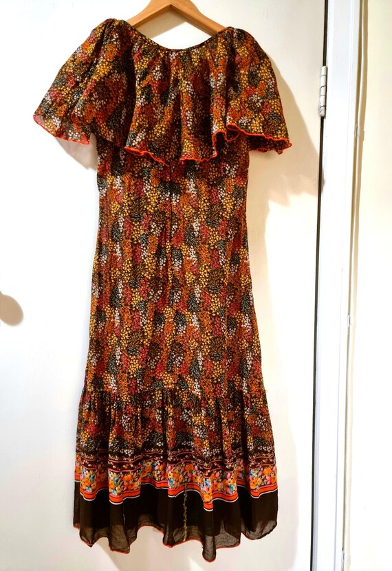 70s floral midi dress Vintage 70s Floral Midi Shirt Dress Cottage Blue Western Boho Volup M/L READ