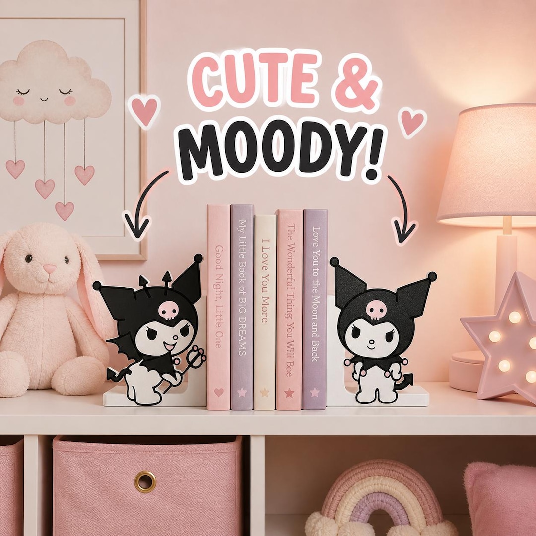 Kuromi Bookends – 3D Printed Sanrio Desk Decor - Etsy