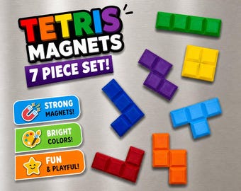 Set di magneti da frigorifero Tetris Tetrimino (7 pezzi) – Decorazione classica da gioco retrò