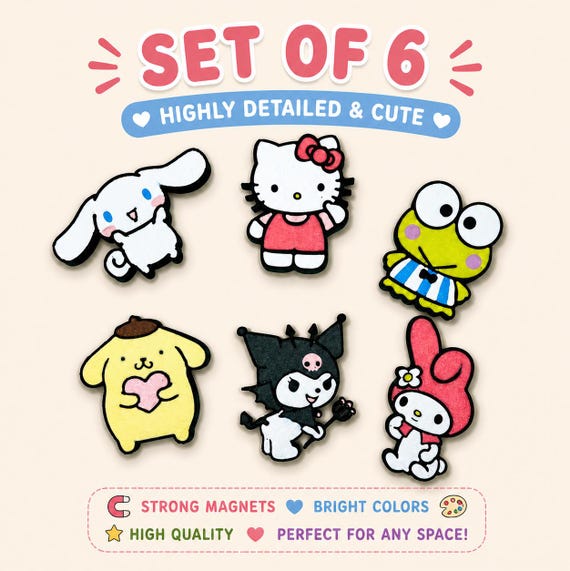 Sanrio-inspired Magnet Set | Hello Kitty, Keroppi, Pompompurin