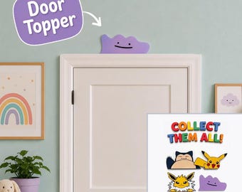 Ditto & Friends Pokemon Door / Frame Topper – Room Wall Art | Pastel Purple Room Decor