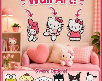 Hello Kitty & Friends Wall Art – Adorable Wall Art Room Decor, 3D Printed