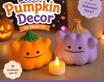 Ditto Poke Pumpkin | Halloween, Fall, Autumn decor | Jack-o-lantern inspired pumpkin design, included tea light