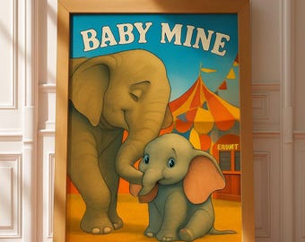 Dumbo inspired Elephant Baby Nursury Wall Art, Elephant Gift