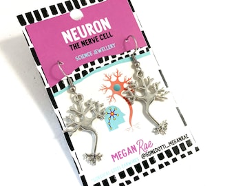 Neuron Silver Molecule Earrings|The nerve cell electrically excitable brain jewellery for science chemistry lover teacher nerd doctor nurse
