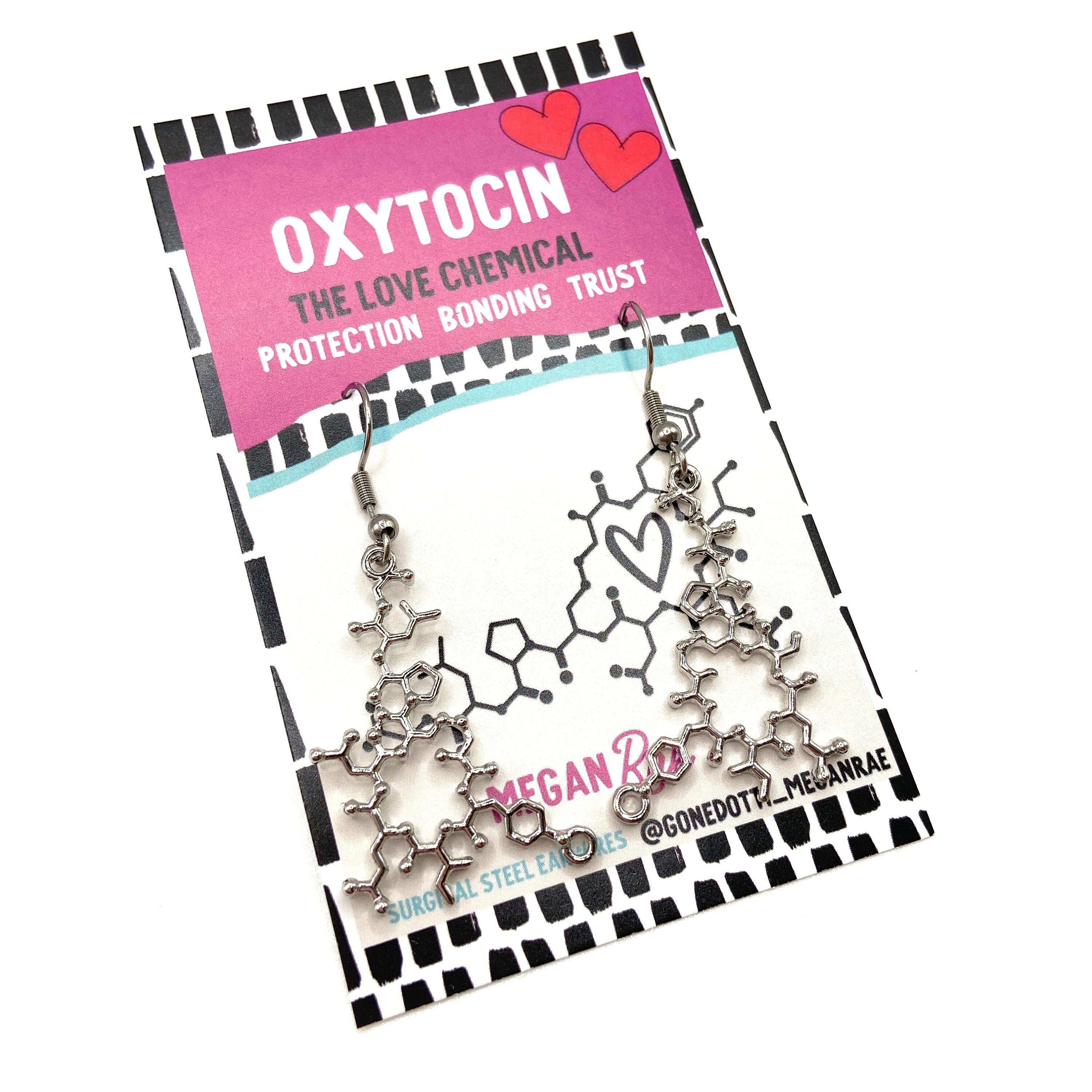 Oxytocin Silver Molecule Earrings Cuddle Chemical Bonding Etsy Australia