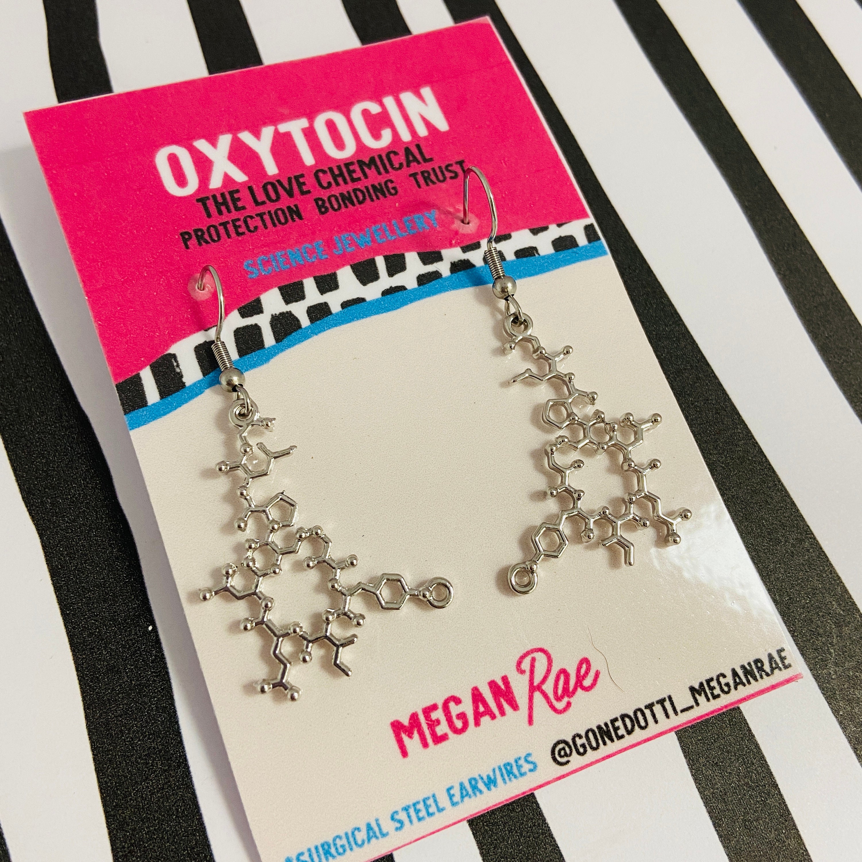 Oxytocin Silver Molecule Earrings Cuddle Chemical Bonding Etsy Australia