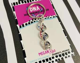 DNA KEYCHAIN keyring bag tag molecule|Science, Molecule Jewellery teacher gift Chemistry keyring dopamine serotonin caffeine DNA