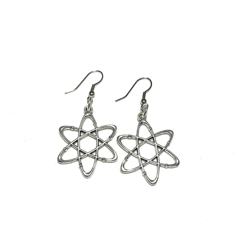 Atom Silver Earrings, Science, Molecule Jewellery, for Chemistry, teacher, science teacher gifts, doctor nurse gift, big bang theory image 6