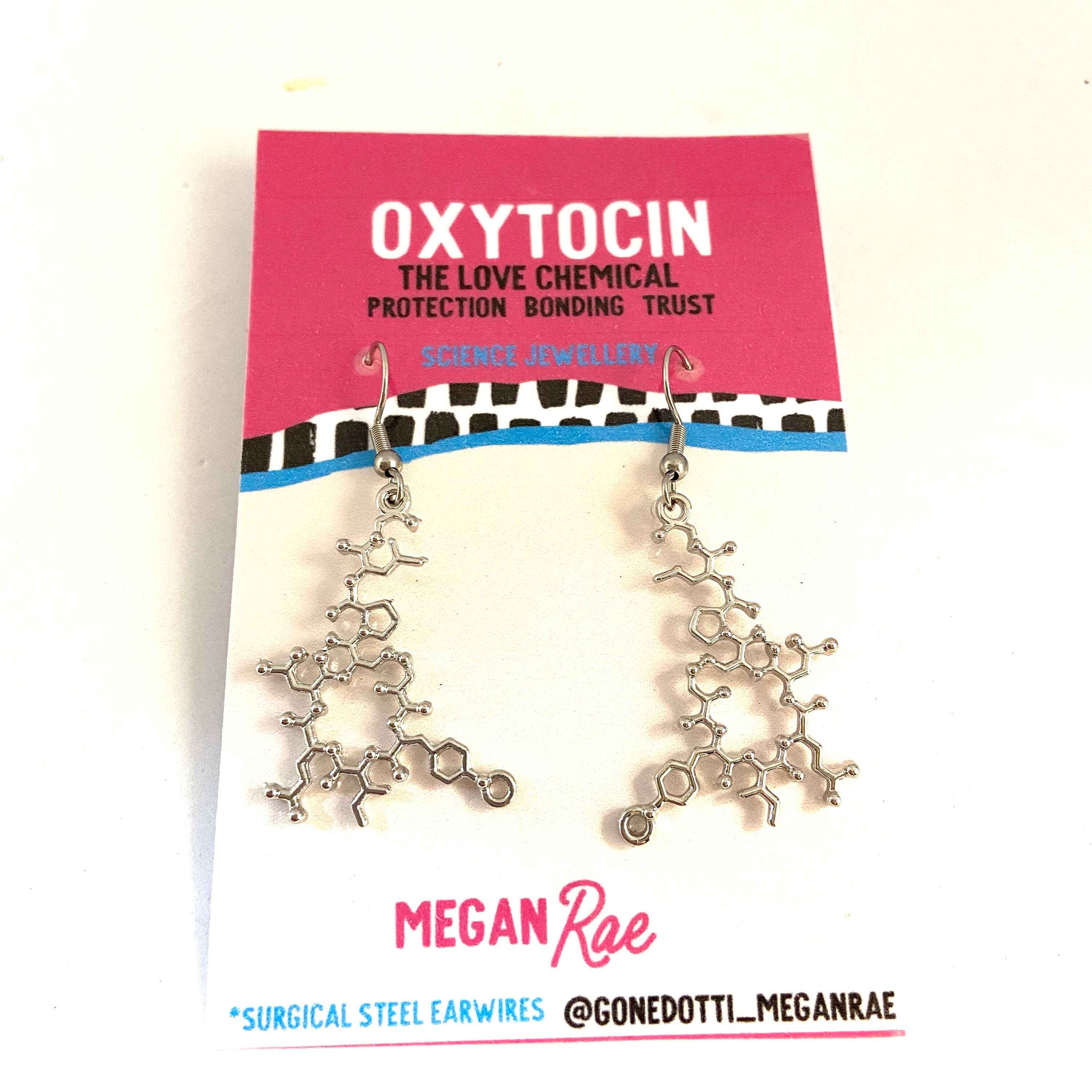 Oxytocin Silver Molecule Earrings Cuddle Chemical Bonding Etsy Australia
