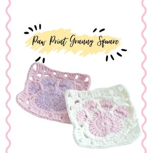 Patrón de crochet cuadrado de abuela con huellas de patas (PDF)